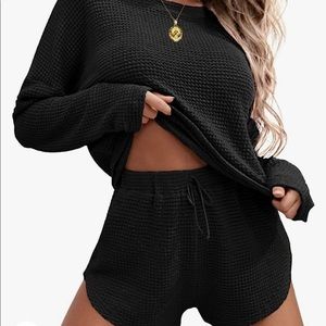 Womens Waffle Knit Pajama Sets